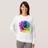 サイケデリックな花の長袖のワイシャツ Tシャツ (正面フル)