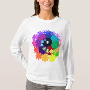 サイケデリックな花の長袖のワイシャツ Tシャツ