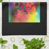 サイケデリックな花柄 キッチンタオル (折り畳み)