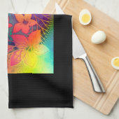 サイケデリックな花柄 キッチンタオル (四つ折り)