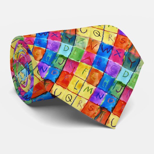 サイケデリックな英国アルファベットのサテンの先生のタイ ネクタイ (ロール)