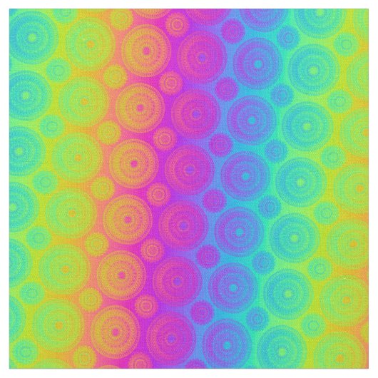 サイケデリックな虹の円形浮彫り ファブリック (クローズアップ)