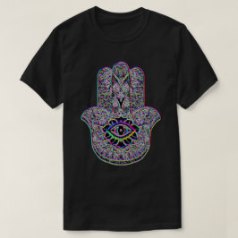 サイケデリックな虹のHamsaのインディの芸術の記号のティー Tシャツ