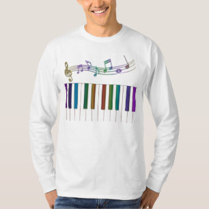 サイケデリックな虹はピアノ音楽Tシャツを調整します Tシャツ