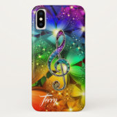 サイケデリックな虹音楽クレフ、音符記号のiPhone Xの場合 Case-Mate iPhoneケース (裏面)