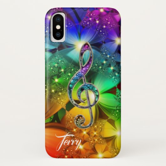 サイケデリックな虹音楽クレフ、音符記号のiPhone Xの場合 Case-Mate iPhoneケース (裏面)