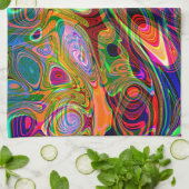 サイケデリックな蛍光抽象的な回転 キッチンタオル (折り畳み)