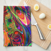 サイケデリックな蛍光抽象的な回転 キッチンタオル (四つ折り)