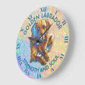 サイケデリックな金ラブラドル・レトリーバー犬 ラージ壁時計 (傾斜)