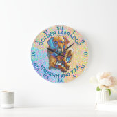 サイケデリックな金ラブラドル・レトリーバー犬 ラージ壁時計 (ホーム)