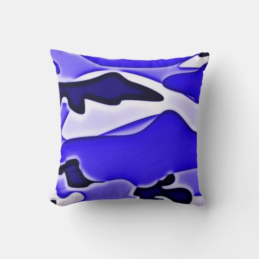 サイケデリックな青SPECOPSの迷彩柄 クッション (正面)