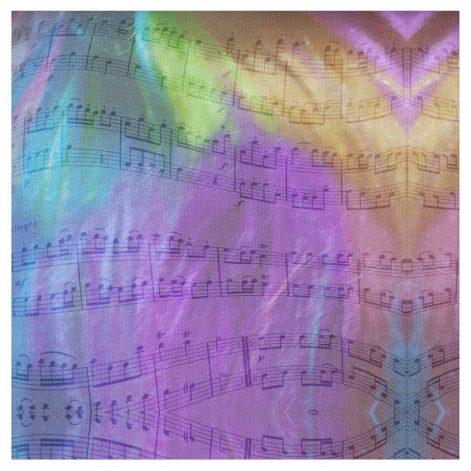 サイケデリックな音符 ファブリック (クローズアップ)