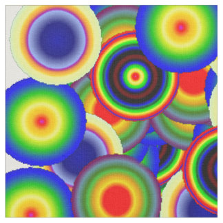 サイケデリックな60sレトロの虹のカラーサークル ファブリック