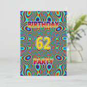 サイケデリックな62歳の誕生日パーティーの招待状 招待状 (スタンド正面)