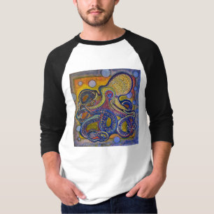 サイケデリックな、古い学校のタコ Tシャツ