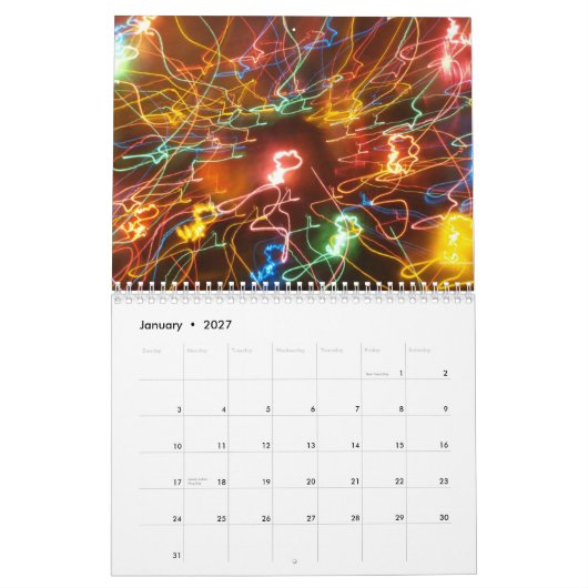 サイケデリックなBlist カレンダー (1月 2027)