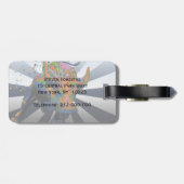 サイケデリックなNYC: ウォールストリートの充満Bull ラゲッジタグ (裏面横)