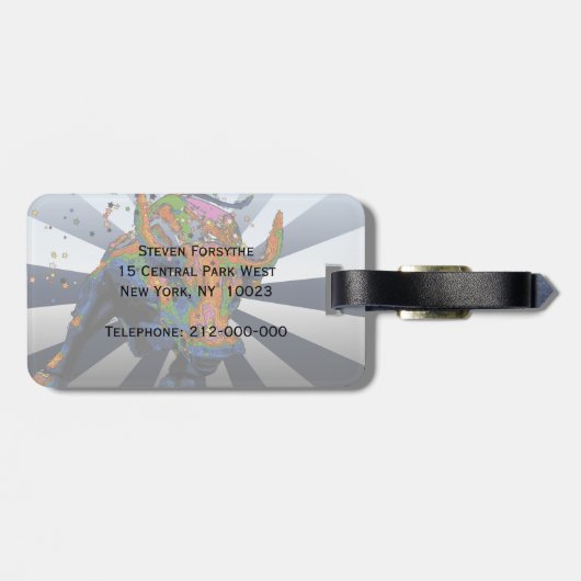 サイケデリックなNYC: ウォールストリートの充満Bull ラゲッジタグ (裏面横)