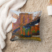 サイケデリックなNYC: ブルックリン橋#1 クッション (ブランケット)