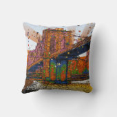 サイケデリックなNYC: ブルックリン橋#1 クッション (裏面)