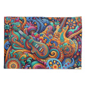 サイケデリックろうけつ染めギターアートカラフルレトロ音楽 枕カバー (裏面)