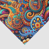 サイケデリックろうけつ染めギターアートカラフルレトロ音楽 薄葉紙 (詳細)