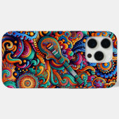 サイケデリックろうけつ染めギターアートカラフルレトロ音楽 Case-Mate iPhoneケース (裏面 (横))