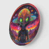 サイケデリックエイリアン ラージ壁時計 (傾斜)