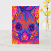 サイケデリックオーストラリアフサオ possum カード (黄色い花)