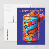 サイケデリックカラフルな缶の誕生日 ポストカード (正面/裏面)