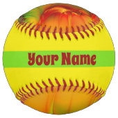 サイケデリックカラフルモダン抽象芸術フラクタル名 ソフトボール (正面)