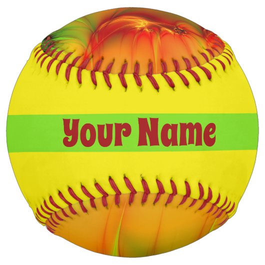 サイケデリックカラフルモダン抽象芸術フラクタル名 ソフトボール (正面)