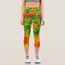 サイケデリックカラフルモダン抽象芸術 カプリレギンス