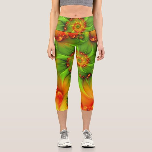 サイケデリックカラフルモダン抽象芸術 カプリレギンス (正面)