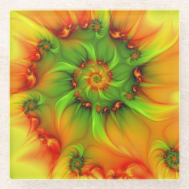 サイケデリックカラフルモダン抽象芸術 ガラスコースター