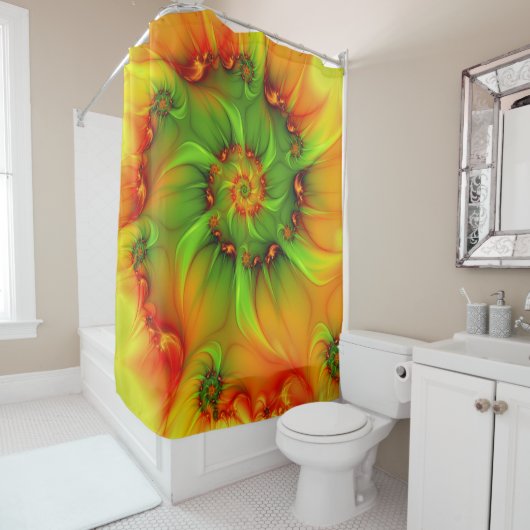 サイケデリックカラフルモダン抽象芸術 シャワーカーテン (インサイチュ)