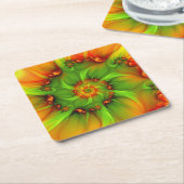 サイケデリックカラフルモダン抽象芸術 スクエアペーパーコースター (アングル)