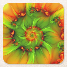 サイケデリックカラフルモダン抽象芸術 スクエアペーパーコースター