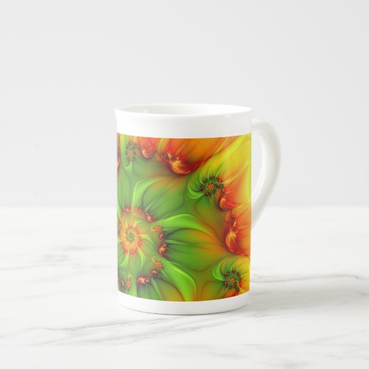 サイケデリックカラフルモダン抽象芸術 ボーンチャイナマグカップ (正面右)