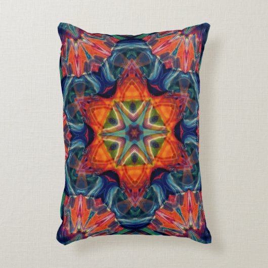 サイケデリックカラフル万華鏡のように千変万化するパターン アクセントクッション (正面(垂直))