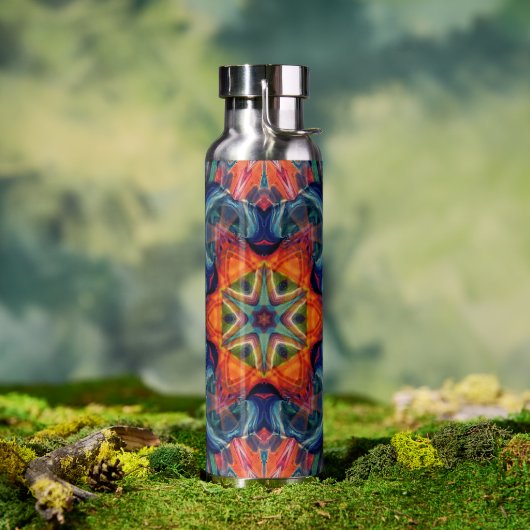 サイケデリックカラフル万華鏡のように千変万化するパターン ウォーターボトル (アウトドア)