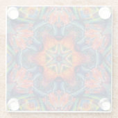 サイケデリックカラフル万華鏡のように千変万化するパターン ガラスコースター (裏面)