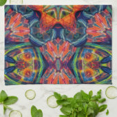 サイケデリックカラフル万華鏡のように千変万化するパターン キッチンタオル (折り畳み)