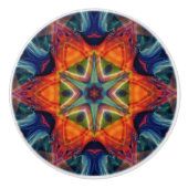 サイケデリックカラフル万華鏡のように千変万化するパターン セラミックノブ (正面)