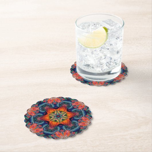 サイケデリックカラフル万華鏡のように千変万化するパターン ペーパーコースター (インサイチュ)