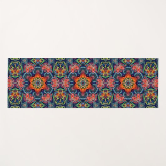 サイケデリックカラフル万華鏡のように千変万化するパターン ヨガマット (正面(横))