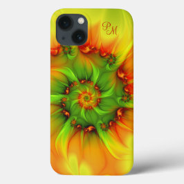 サイケデリックカラフル抽象芸術フラクタルイニシャル iPhone 13ケース