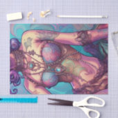 サイケデリックカラフルTattoo Woman Decompage紙 薄葉紙 (クラフト)