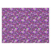 サイケデリックキノコとフローラピンク、紫、黒 テーブルクロス (正面(横))