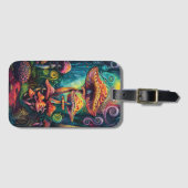 サイケデリックキノコのファンキーアートワーク ラゲッジタグ (正面横)